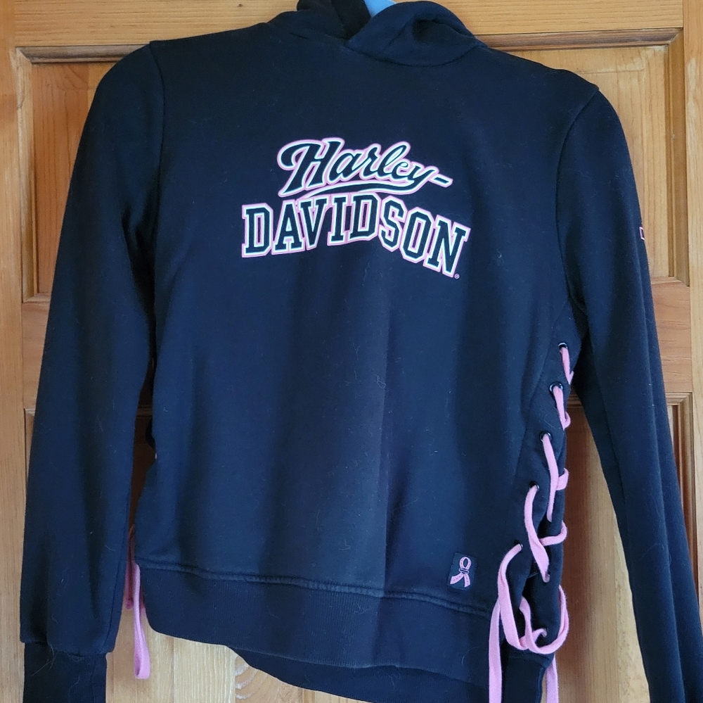 Harley-Davidson Black & Pink Side-Laced Hoodie Pullover